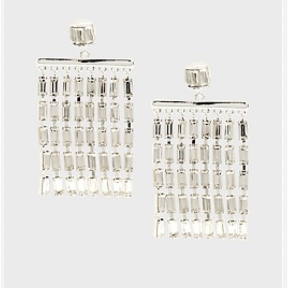 Banana Republic Crystal Chandelier Rectangle Tassel Earrings